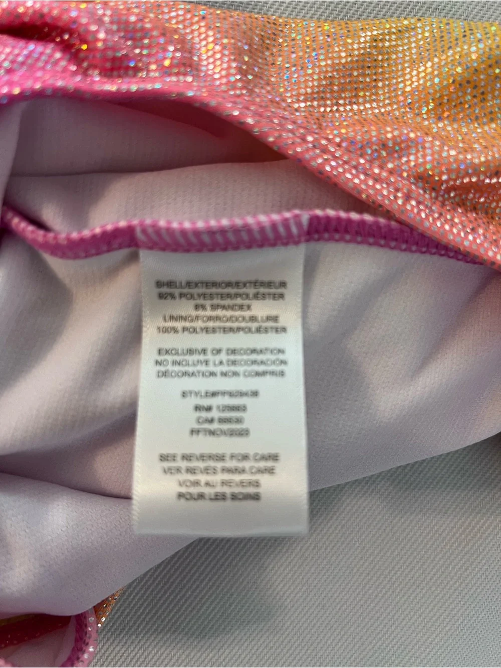 Kids Glitter Ombre Pink & Yellow Ruffle One-Piece Swimsuit  size 10-12